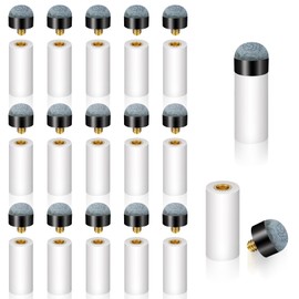 Nogeqi Pack of 16 Billiard Cue Tips, 12 mm, Billiard Cue with Pool Cue Clamp, Tip Billiard Cues, Pool Cue Tip for Billiard Sticks Snooker Cues (Grey)