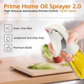 Prime Home Oil Sprayer for Cooking - 150ml Glass Olive Oil Dispenser for Healthy Cooking, BBQ, Baking, Frying, Grilling, Salad, Air Fryer -White
