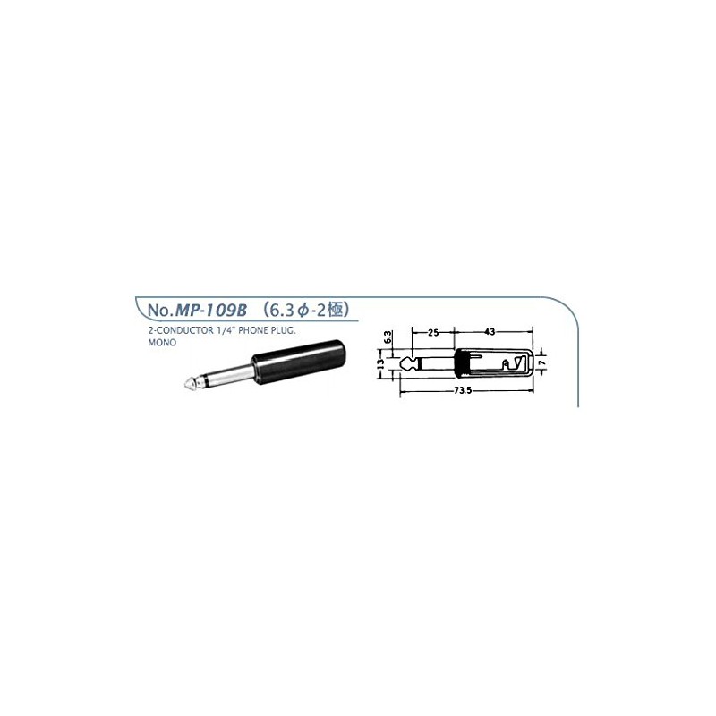 6.3mm mono phone plug MP-109B