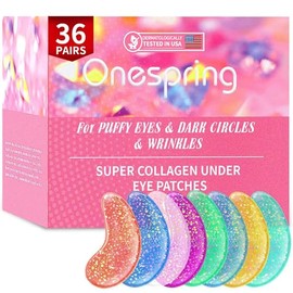 Onespring Mascarillas Para Ojos(36 Pares) Parches Para Aliviar Ojeras, Líneas De Expresión E Hinchazón. Almohadillas De Gel Revitalizantes Para Ojos. 