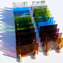 LITMIND 24 Sheets Streaky Translucent Opal Stained Glass Sheets – 6x4 Inch Smooth Art Glass in 12 Rainbow Colors for Mosaics, Suncatchers & DIY Crafts