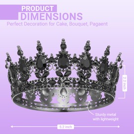 Queenship Crown for Women, Crystal Queen Crown for Birthday Costume Party Celebration, Black