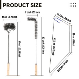 3 Pcs Fryer Cleaning Tools, L Shaped Stainless Steel Bristles Fryer Deep Cleaning Brush, Fryer Deep Cleanout Rod, Long Handle Fryer Basket Brush for Restaurant Air Fryer