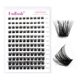 Fadlash Cluster Lashes Individual Lash 8-16mm Mixed Length Eyelashes 0.07mm Wispy Eyelashes Pre Glued Eyelash Beginner Friendly Soft Eyelashes Cluster