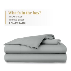 Westbrooke Lush Sateen 100% Cotton Sheet Set | California King Size Sateen Sheets- 4 Piece Long Staple Cotton Bedding Set with Elasticized 15.5" Deep Pocket- Soft, Breathable Luxury Sheet - Light Grey