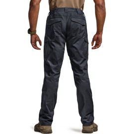 CQR Men's Flex Ripstop Tactical Pants, Water Resistant Stretch Cargo Pants, Lightweight EDC Hiking Work Pants, Breacher Operator Navy, 32W/30L