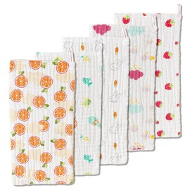 ZONEY 5 Pack Muslin Cloths for Baby, Muslin Squares Soft Burp Cloths, 6 Layers Soft and Absorbent, Newborn Hand Washcloths Baby Wash Cloths,50x25CM (Multicolor-1)