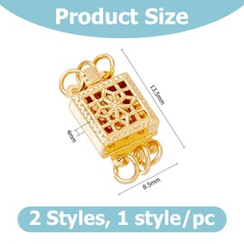 Hobbspring 2pcs Necklace Box Clasp 2 and 3 Strans Necklace Layering Clasps Real 14k Gold Plated Multiple Necklace Connectors Clasp for Necklace Jewerly Making Findings