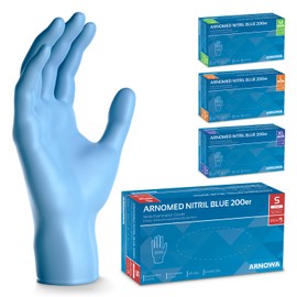 ARNOMED Disposable Gloves, Blue, S, Nitrile Gloves, Powder-Free, Latex-Free, Disposable Rubber Gloves, Nitrile, Disposable Gloves in S, M, L & XL, Pack of 200