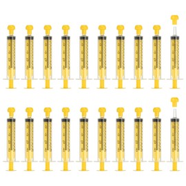 PETAXCELL Feeding Syringes with Cap, Plastic Syringes for Liquid Pet Feeding Measuring Tool No Needle 10ml, (Yellow, 20 Pcs), Intended for Dog / Cat / Rabbits / Small Animal / Scientific Lab