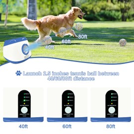 SOCO Automatic Ball Launcher for Dogs Large- 3 Distance Settings (40/60/80FT) w/Remote Control | 2.5" ETPU Tennis Balls | Indoor/Outdoor Dog Toy | 6 Balls & Quick Charge Included