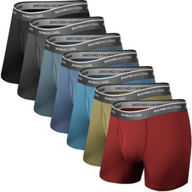 BAMBOO COOL Men's Underwear Boxer Briefs Breathable Soft Assorted Colors 7 Pack(Large)