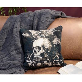 Primitives by Kathy Decorative Throw Pillow, Dark Plant Skull