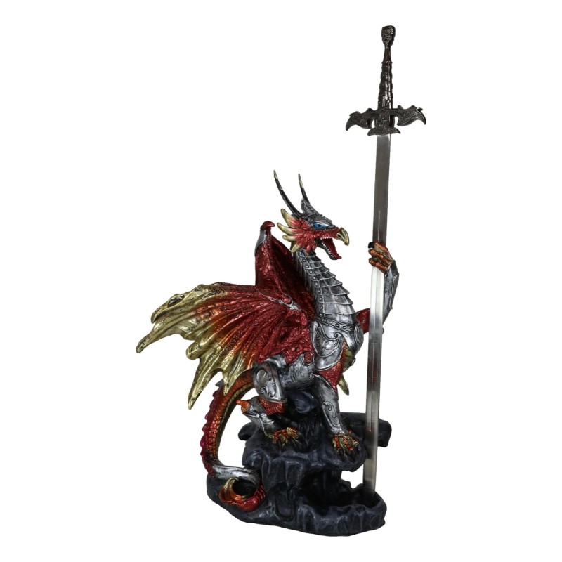 Red King's Knight Armored Dragon With Gothic Skull Sword Letter