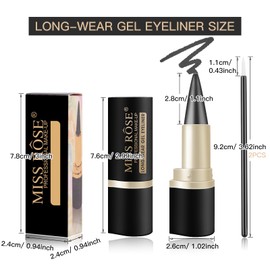 LOKFAR 2 Pcs Gel Eyeliner Set, Cream Eyeliner Tool Smudge Proof and Waterproof Eyeliner Pencil Matte Eye-liner Pencil Tattoo Eyeliner Pen Eyeliner Gel Stick Makeup Eye-liners for Women (Gray-black)