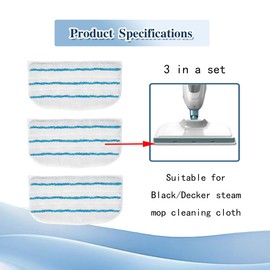 ZBJBinCH 3PCS Steam Mop Pads for Shark Steam Mop S1000UK and Compatible with Beldray BEL01097, Main Floor Cleaning Mop Replacement Wipes for Black and Decker FSMP20-XJ FSM1600 FSM1610 FSM1620