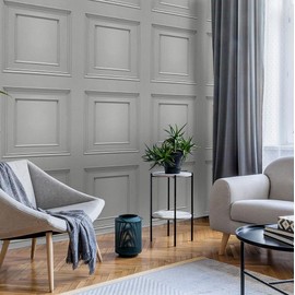 YöL Oliana Wood Panel Effect Wallpaper Grey