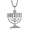 3/4 inch Small Sterling Silver Menorah Necklace for Women and