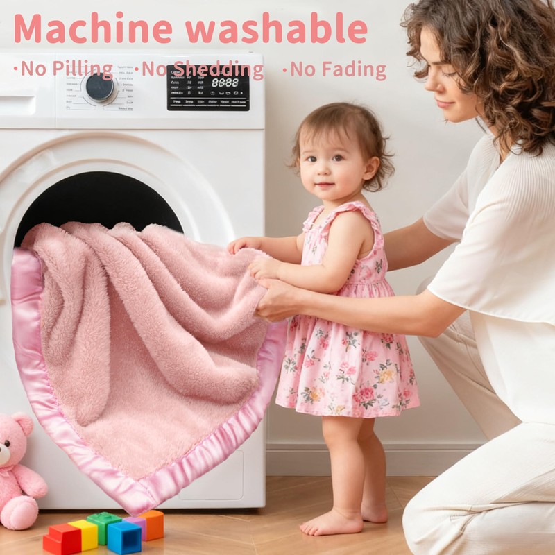 Pro Goleem Fleece Baby Blankets for Girls with 2 Inch