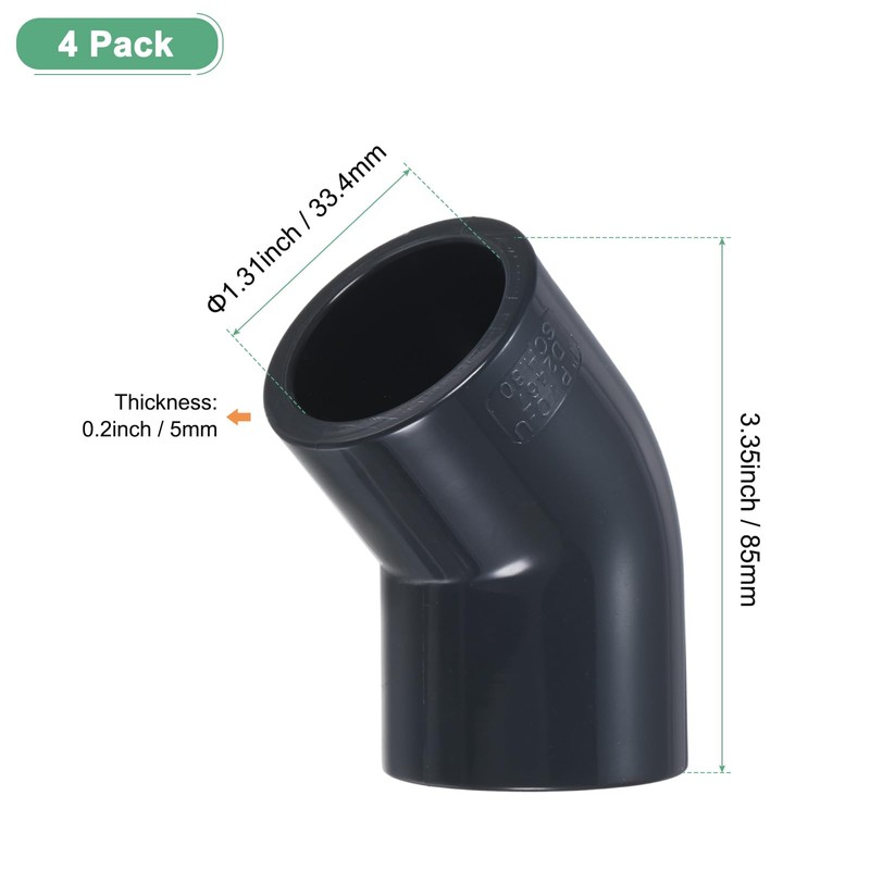 M METERXITY 4-Pack 45 Degree Adapter Connector, 1" Socket UPVC