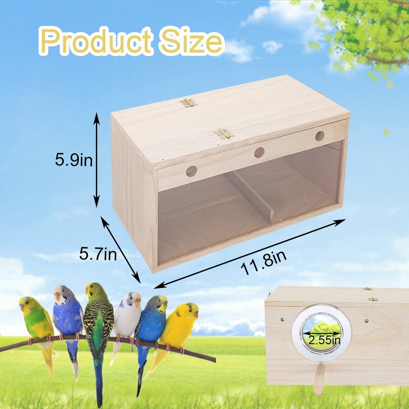 Tfwadmx Lovebird Nesting Box Transparent Bird Nest Box Wood Bird