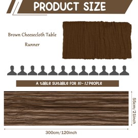 HAISIWLKJ 6 Pack 120 Inch Brown Cheesecloth Table Runner Boho Rustic Gauze Sheer Romantic 10 FT Long Cheese Cloth Table Runner for Bridal Baby Shower Wedding Party Birthday Holiday Home Easter Decor