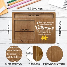 Inspirational Quotes Office Desk Decor Gift, 4x6 Inch Wooden Desk Note Pen Holder, Home Motivational Decor,Thank You Teachers Day Gifts for Colleague Family Friends-A09