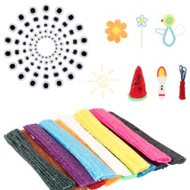 AUXSOUL 500 Pieces Wax Craft Sticks Non-Toxic Bendable Wax Sticks 100 Pairs Googly Eyes Kids Crafts Set DIY Crafting Kit for Kids DIY Art Supplies Toys