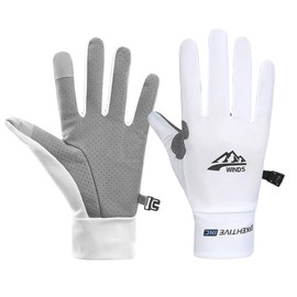 SUJAYU Full Finger UV Protection Gloves Women Men, Thin Fishing Gloves Hiking Gloves Cycling Gloves Driving Gloves Women UV Protection Gloves Gym Gloves for Men (White, Large)