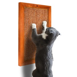 LSAIFATER Cat Scratching Post - Large, Wooden Sisal Cat Wall Scratcher, Floor or Wall Mounted Vertical Cat Scratch Pad for Indoor Cats Adults or Kittens, Cat Wall Furniture Protector