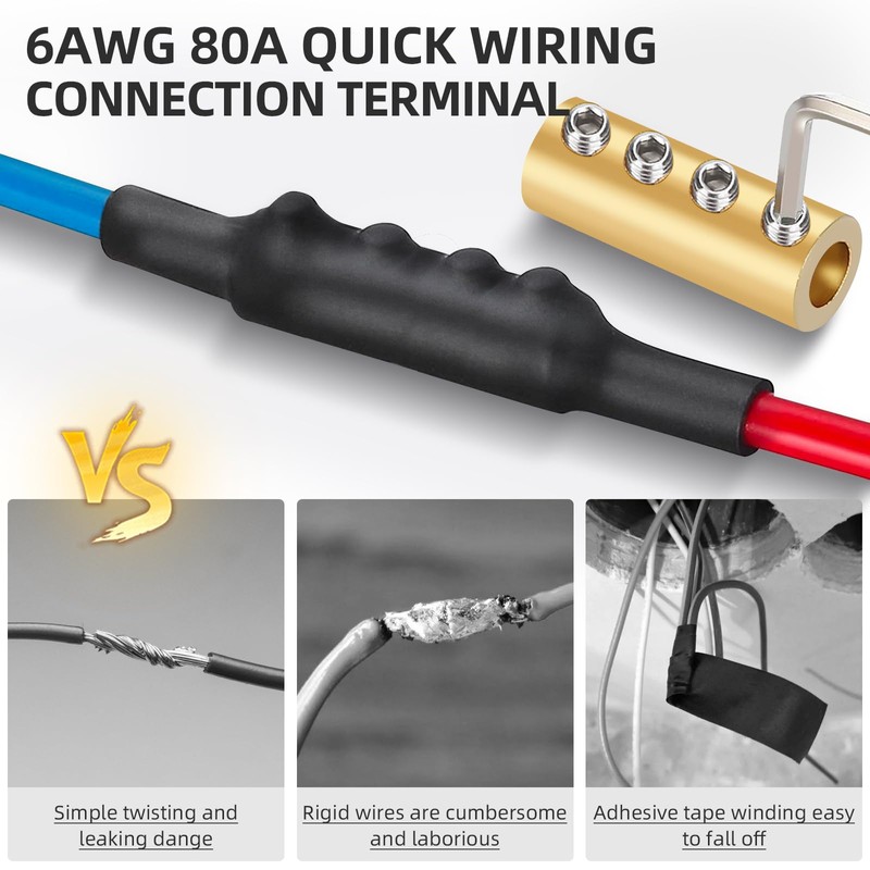 20PCS 6AWG 6Gauge Wire Connector Nut Kit, 80Amp Screw Quick