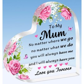 TTOVEN Mum Gifts Mum Birthday Gifts Mothers Day Gifts Beautiful Heart Acrylic Plaque Mum Christmas Gifts