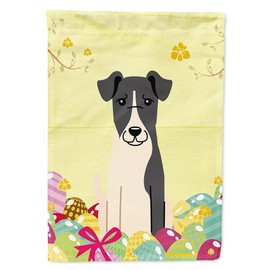 Caroline's Treasures BB6098CHF Easter Eggs Smooth Fox Terrier House Flag Large Porch Sleeve Pole Decorative Outside Yard Banner Artwork Wall Hanging, Polyester, House Size, Multicolor