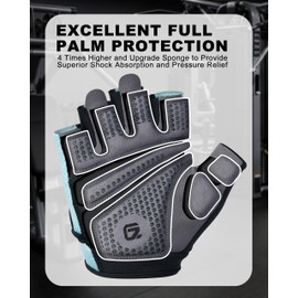 GADIEMKENSD Full Palm Protection Workout Gloves for Men & Women, Weight Lifting Gloves for Gym, Cycling, Exercise, Fitness and Training, Anti-Slip, Breathable, Lightweight Padded Glove Turquoise XS