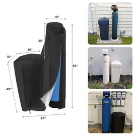 Covers & All Water Softener Cover Waterproof for Outside Units, Waterproof, Anti UV & Tear Proof Brine Tank Cover with Handle, Zippers & Air Vents (60" H x 40" W x 16" D Inches, Black)
