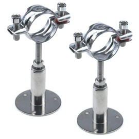 Quluxe 2 Pcs Stainless Steel Wall Mount Ceiling Mount Pipe Supports, Adjustable Pipe Bracket Clamp Pipe Strap for Dia 1-1/2 Inch Pipe Tube