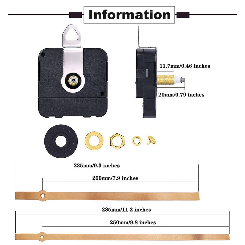 RVSWIHFA High Torque Long Shaft Clock Movement Mechanism with Long