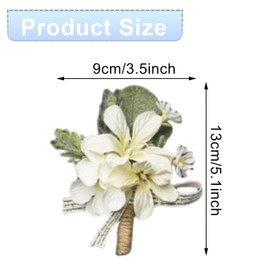 Elegant White Boutonniere for Weddings, Proms & Formal Events - Handcrafted Silk or Fresh Flower Lapel Pin - Boutonniere Buttonhole for Men's Suits, Tuxedos, Grooms & Groomsmen (White)