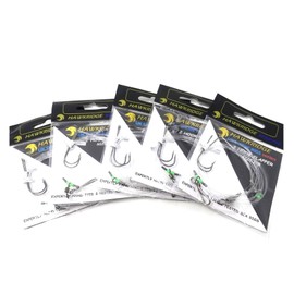 HAWKRIDGE RIG PRO SERIES - 5 Packs of Double Hook Type Commercial Quality FLAPPER Ready Tied Rigs - Ideal for Sea and Shore Fishing (5 pack - 2 Hook - Size 1)