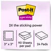Post-it Super Sticky Notes, 3x3 in, 24 Pads, 2x the