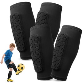 Pardofelis 2 Pairs of Children's Football Shin Pads, Calf Protection, Breathable and Non-Slip, Shin Pads, Football Men, Sports Shin Guards - Black + Black, L