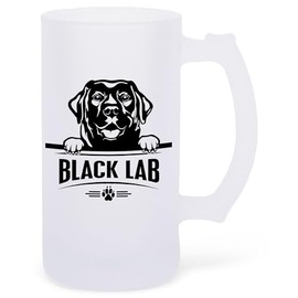 100 North Black Lab Frosted Matte 16 Ounce Glass Beer Mug Stein Craft Drinking Companion