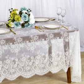 ShinyBeauty Lace Tablecloth White Table Cloths Rectangle 60 x 120 Inch Wedding Tablecloth Christmas Tablecloth Linen Tablecloths Rectangular Classic Lace Fabric for Party(White-013)