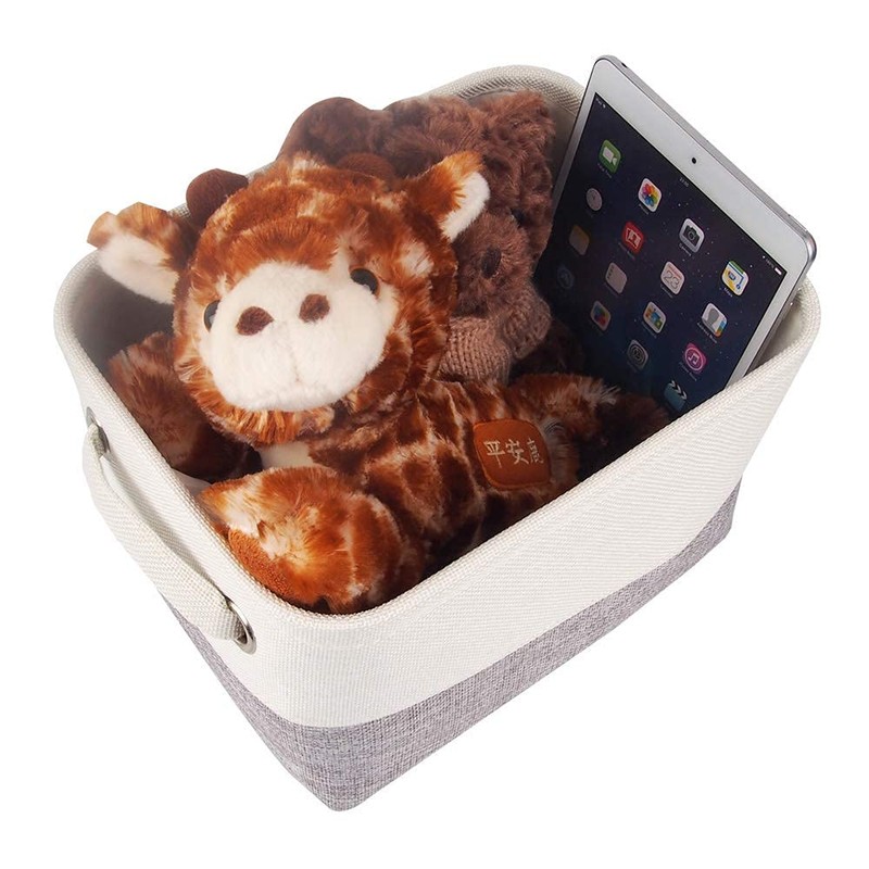 Mangata Small Canvas Storage Box, Fabric Storage Basket with Handles