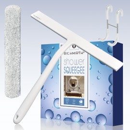 RICHMIRTH All Purpose Silicone Shower Squeegee, 12 Inch 【Upgraded Version】 Squeegee Cleaner Tool for Shower Glass Door Bathroom Mirror Car Window Tile (White)