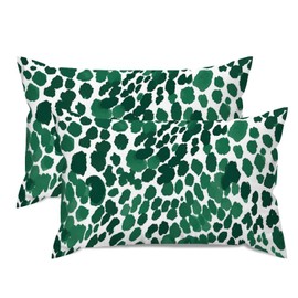 MISSUYSA Chinoiserie Throw Pillow Case Leopard Graphite Green Dot Rectangular Throw Pillow Cover Set of 2 Chinese Cotton Linen 16x26in Oriental Cushion Cover for Sofa Bed Chair Couch