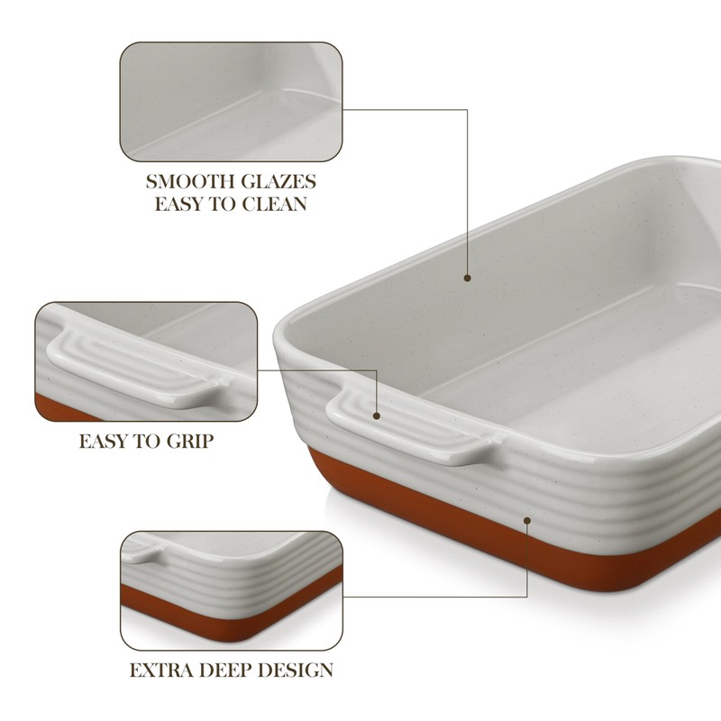 MALACASA Lasagne Dishes for Oven, 4.8 Qt Ceramic Oven Dish