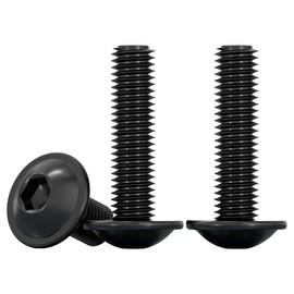 Drenky M6 Flat Head Screws with Hexagon Socket, Pack of 20 Screws Stainless Steel Hexagon Socket Stainless Steel A2 V2A Black Rounded Head Screws with Flange M6 x 25 mm Machine Screws Full Thread