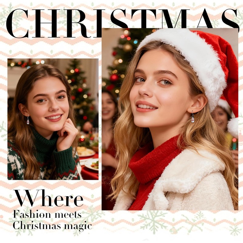 Christmas Snowman Earrings for Women Dangling Sterling Silver Snowman Earrings