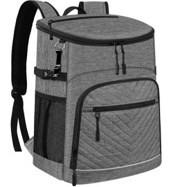 Cooler Backpack Insulated Leakproof Waterproof Backpack Cooler Bag 30 Cans, Large Capacity Lightweight Travel Camping Beach Backpack Cooler Ice Chest for Men and Women,Grey, Large